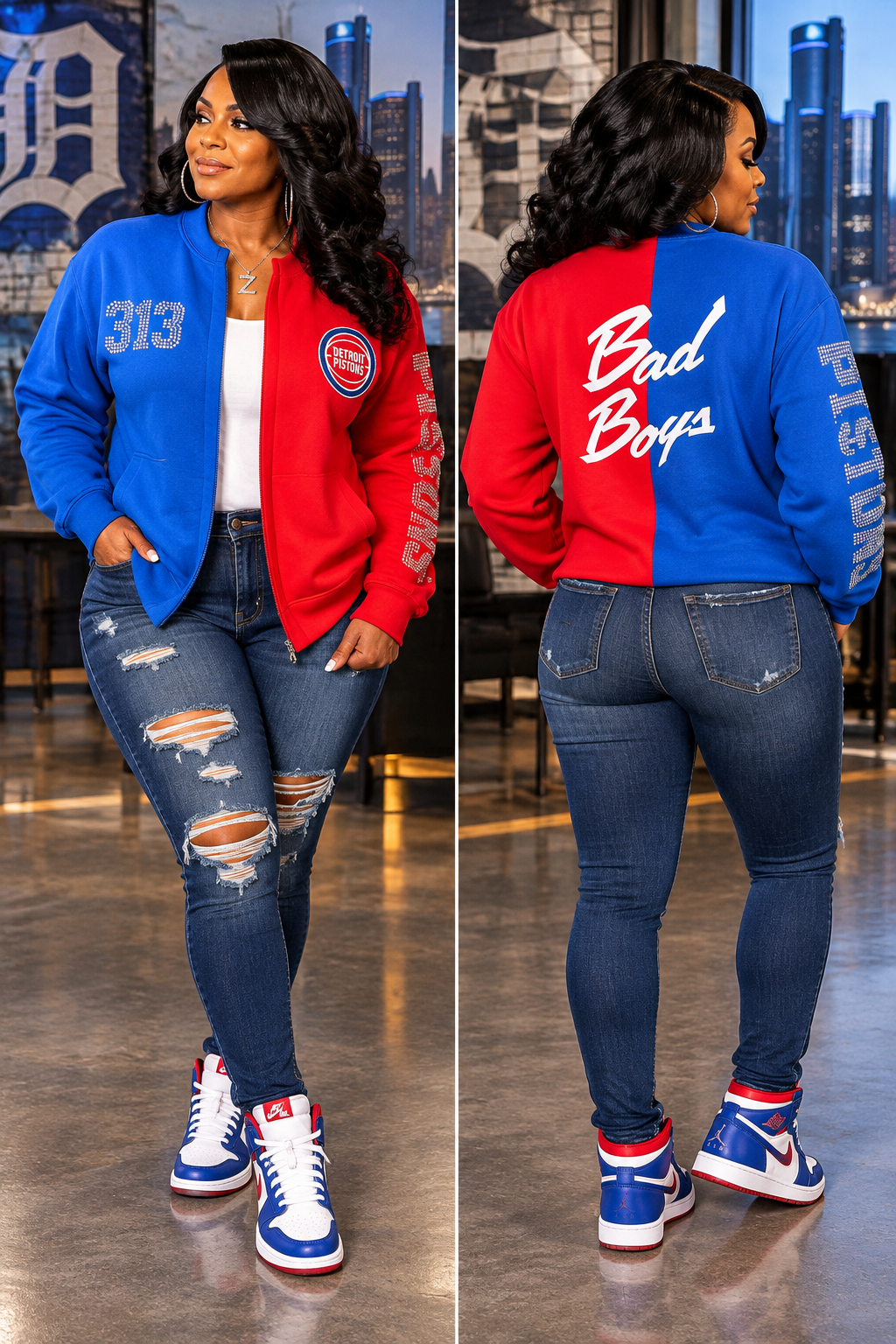 Detroit Pistons Bad Boys Color Block Crop Shirt
