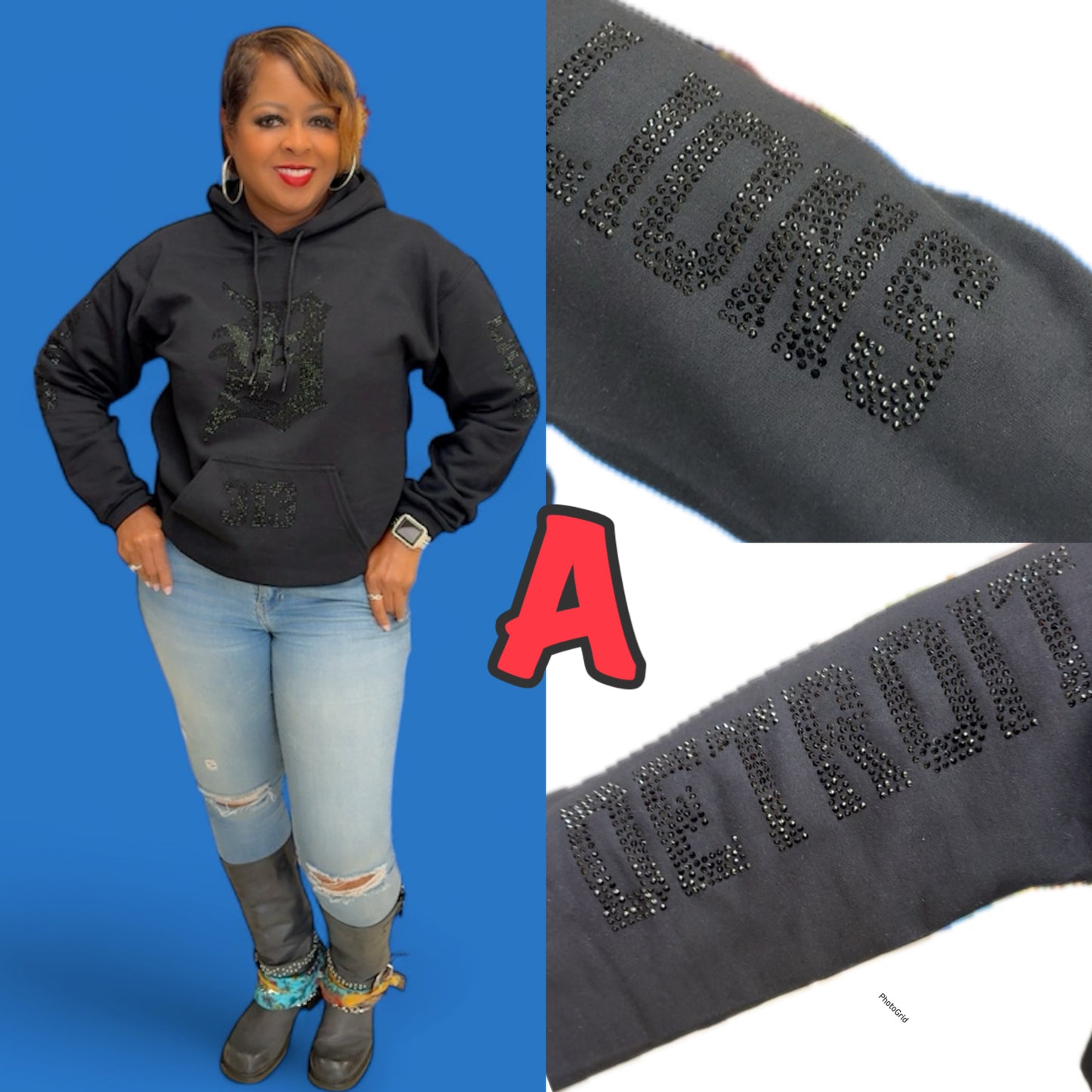 Black on Black Bling Hoodie