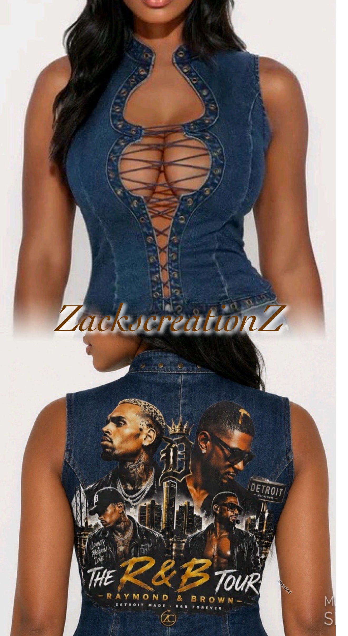 R&B Tour Sexy Vest Dark Blue