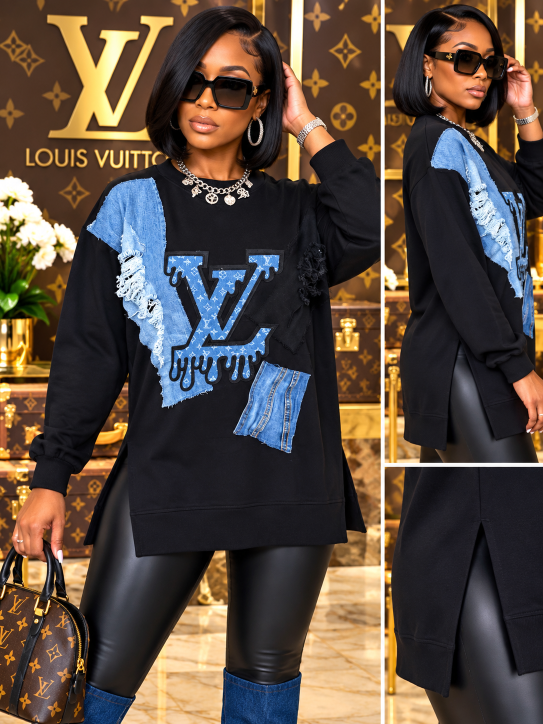 Oversized “Louis Vuitton” Tunic Sweatshirt