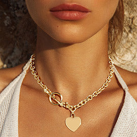 Chain Link Heart Gold