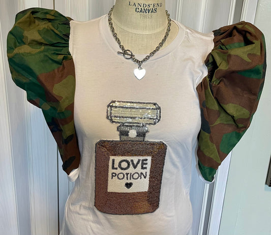 Camo Puffy Sleeve Love Potion