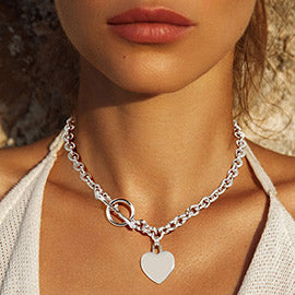 Chain Link Heart Silver