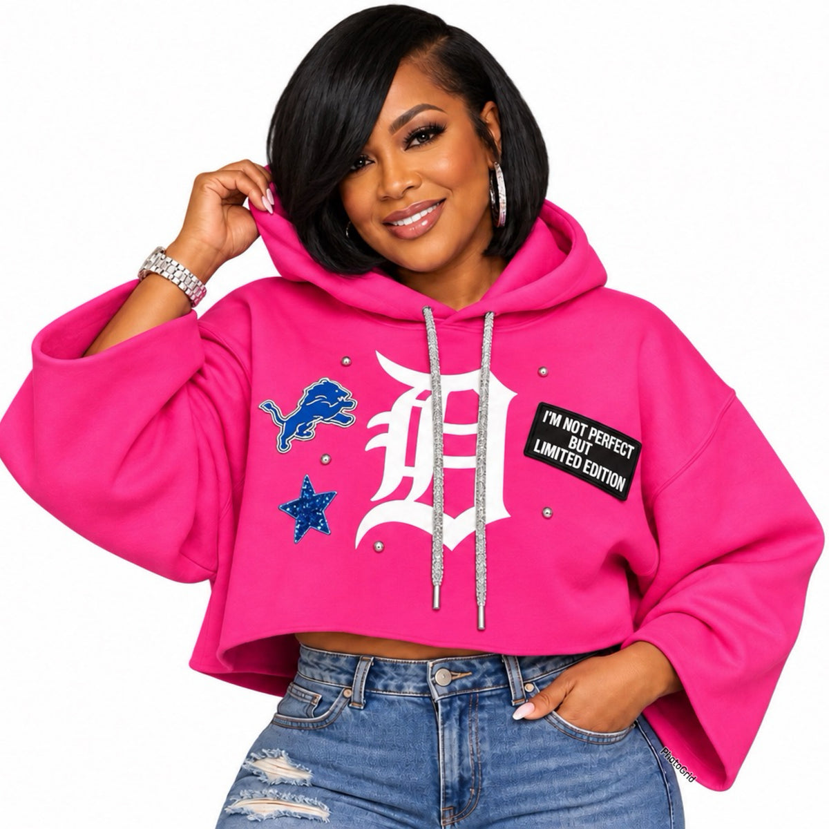 Lions Breast Cancer Edition Crop Hoodie