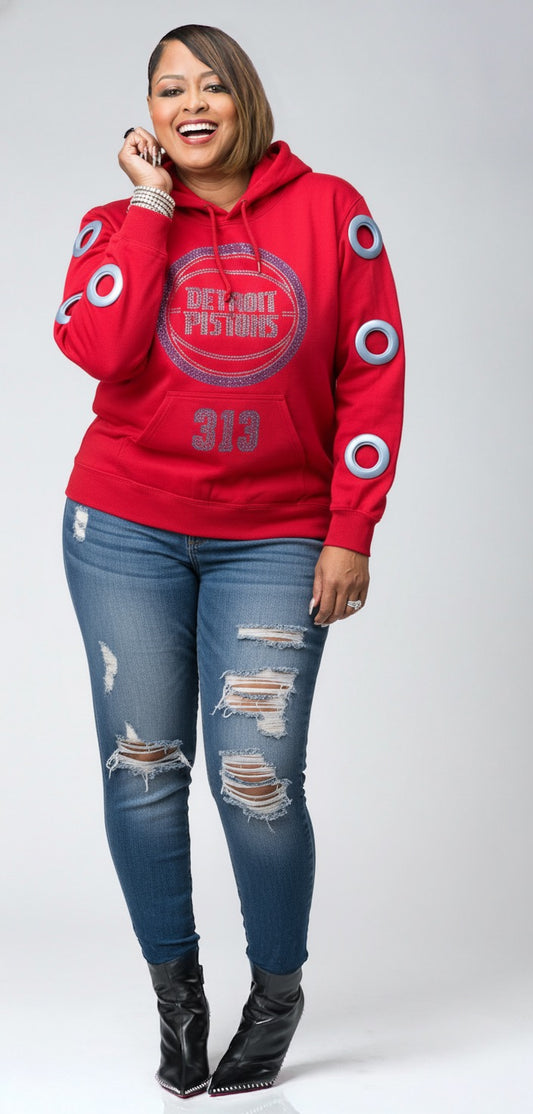 Pistons Holey Hoodie Clear Stones
