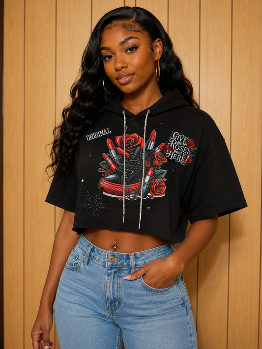 Crop Short Sleeved Hoodie