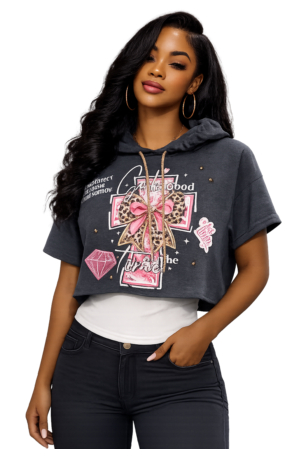 Crop Short Sleeved Hoodie