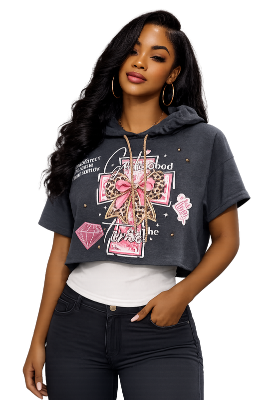 Crop Short Sleeved Hoodie