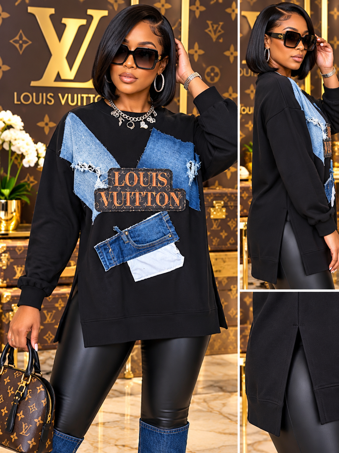 Oversized “Louis Vuitton” Tunic Sweatshirt