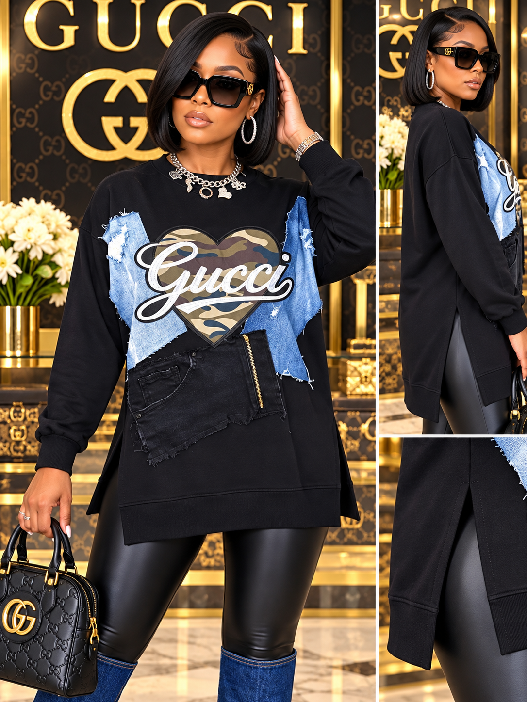 Oversized “Gucci” Tunic Sweatshirt