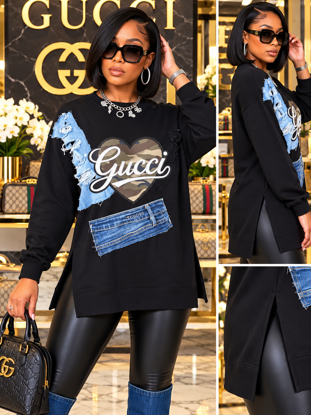 Oversized “Gucci” Tunic Sweatshirt